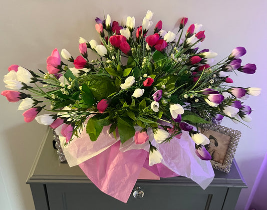 Magenta Pink & Purple Mini Tulip Floral Bouquet