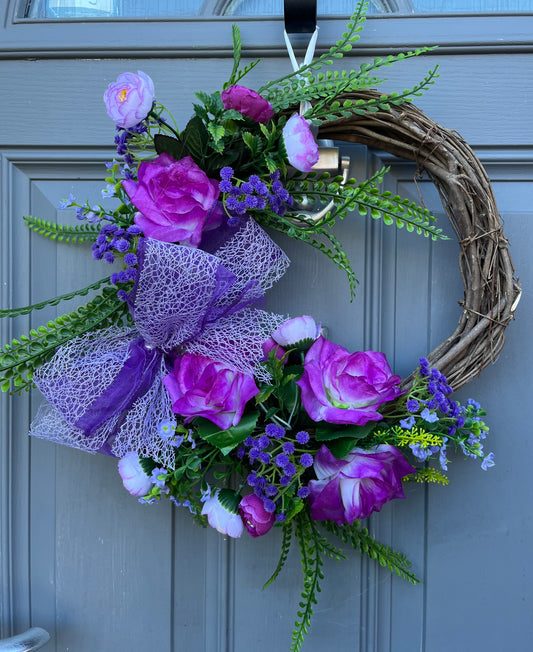 Purple & Lilac Side Rattan Door Ring