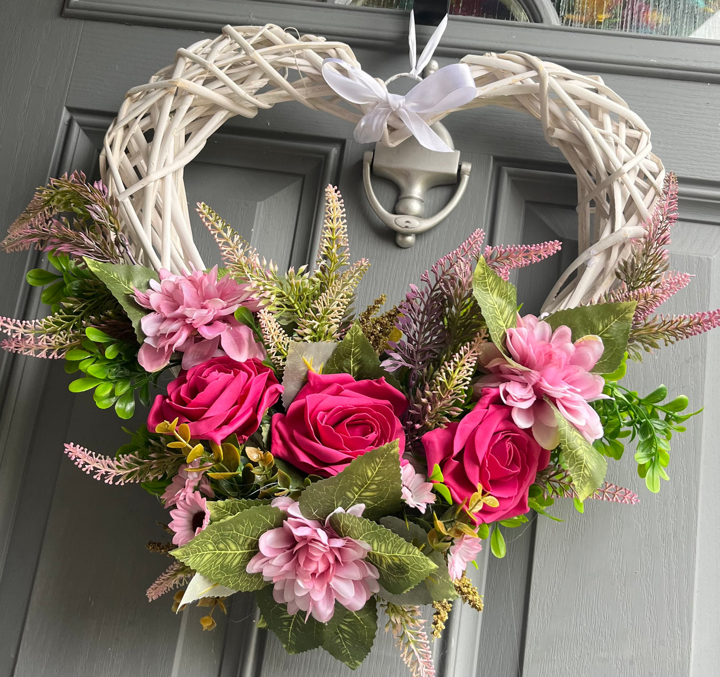 Double Pink Heart Door Wreath