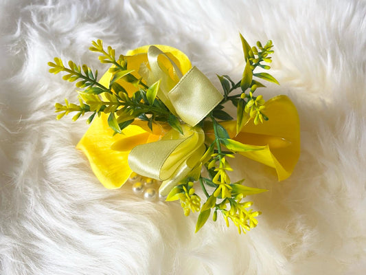 yellow Cala Lily Corsage