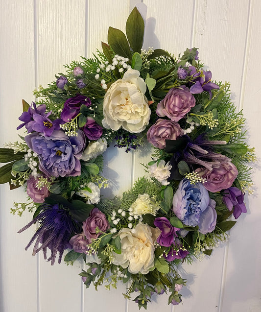 Purple Lilac & White Wreath
