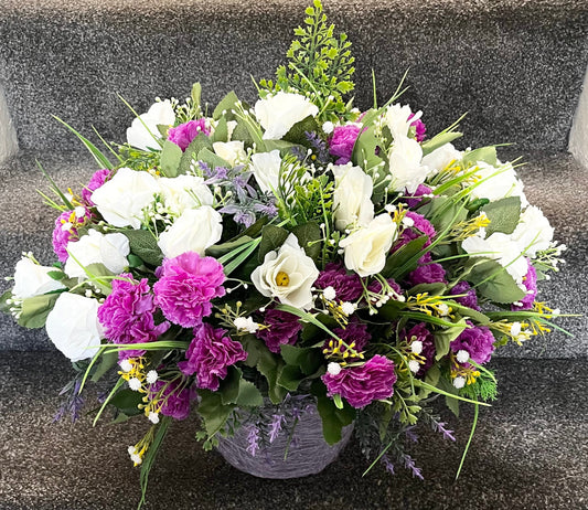 Purple & White Bouquet Basket