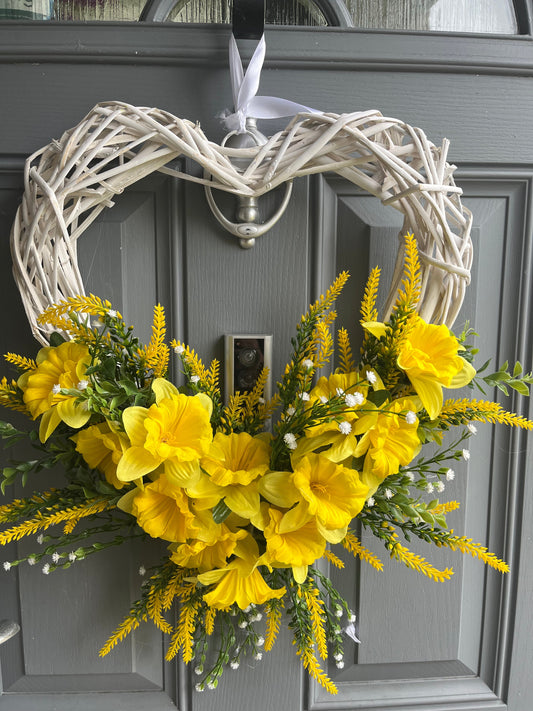 Daffodil Heart Door Wreath