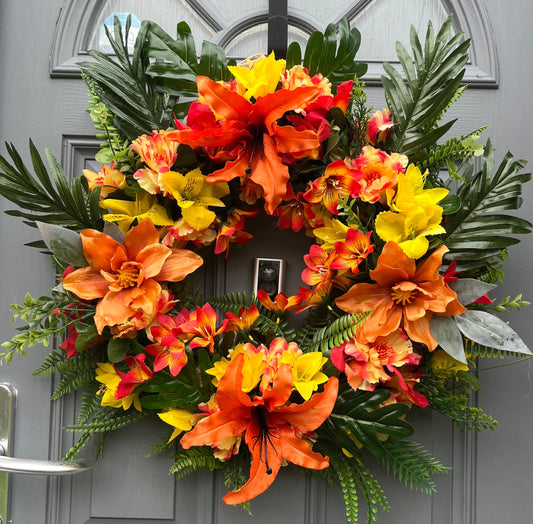 Large Lily Autumn Door Wreath